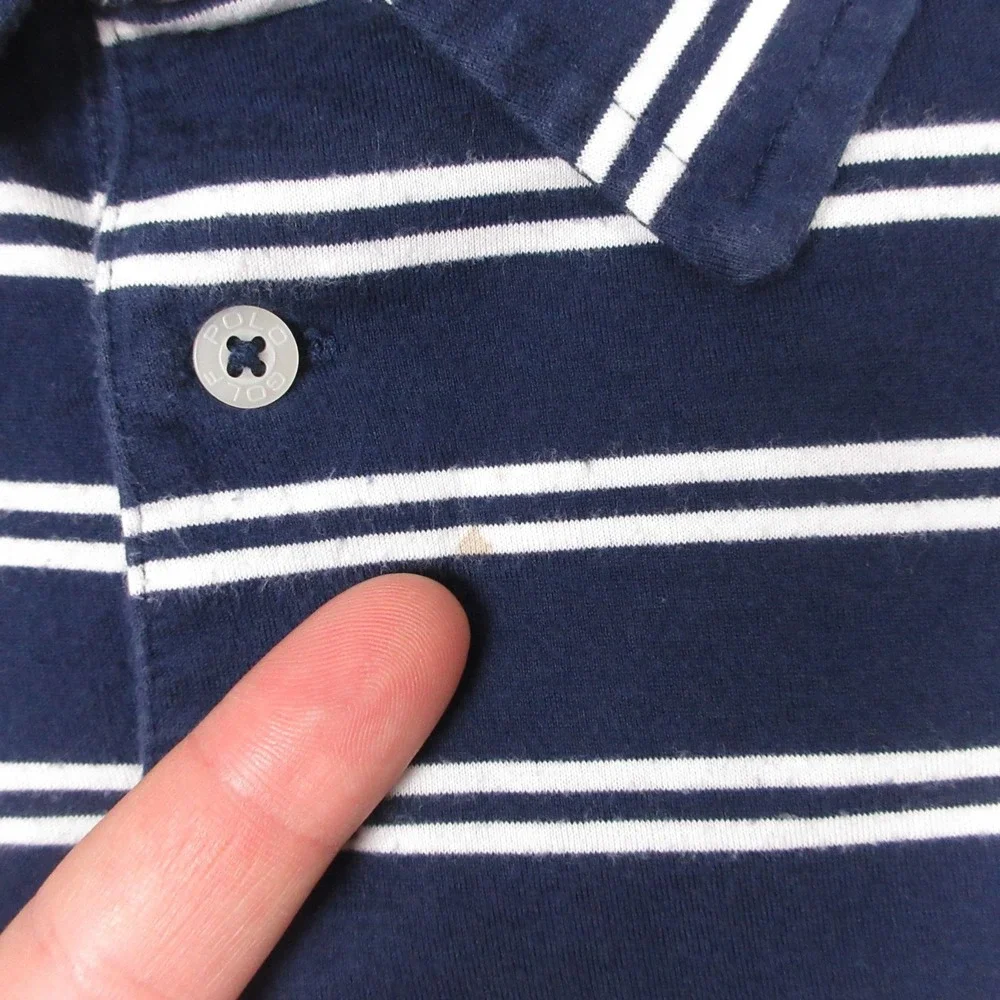 Polo Ralph Lauren Polo Shirt Mens XL Blue Striped Vintage Lisle Pima Cotton Golf